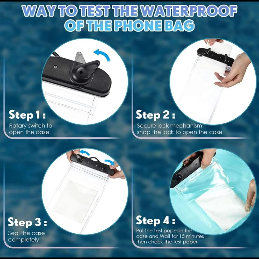 Universal Waterproof Phone Pouch with Lanyard for Smartphone up to 6.9” (Black)